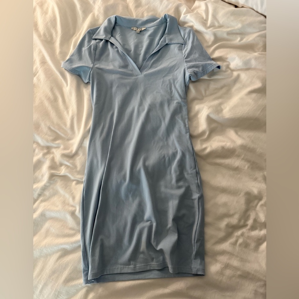 Love Tree Blue Sheath Dress with Notched Collar